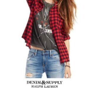 Denim & Supply Ralph Lauren -  Red & Black Plaid Flannel Shirt - S